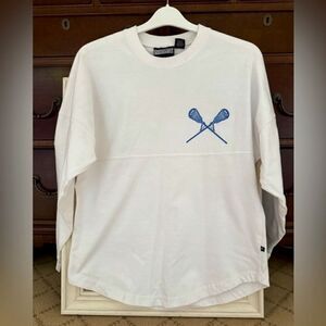 Pennant White USA flag design lacrosse sticks long sleeve T-shirt NWOT S